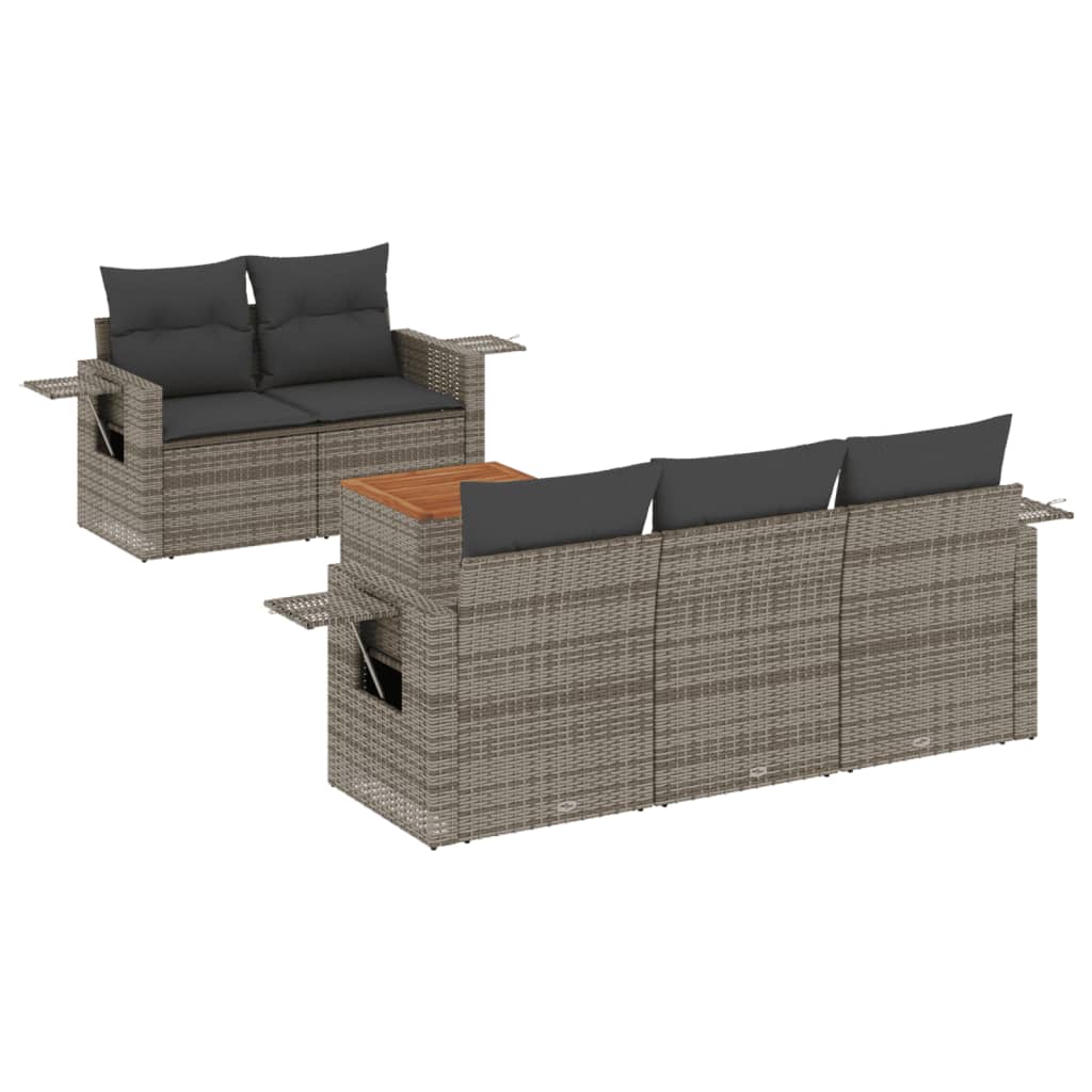 Garden Sofa Set Grey PE rattan Large Adjustable Armrests