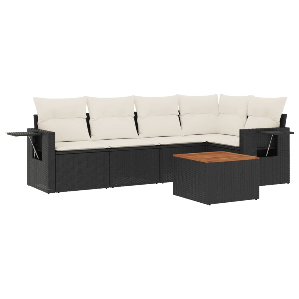 Garden Sofa Set Black PE rattan Large UV-resistant materials