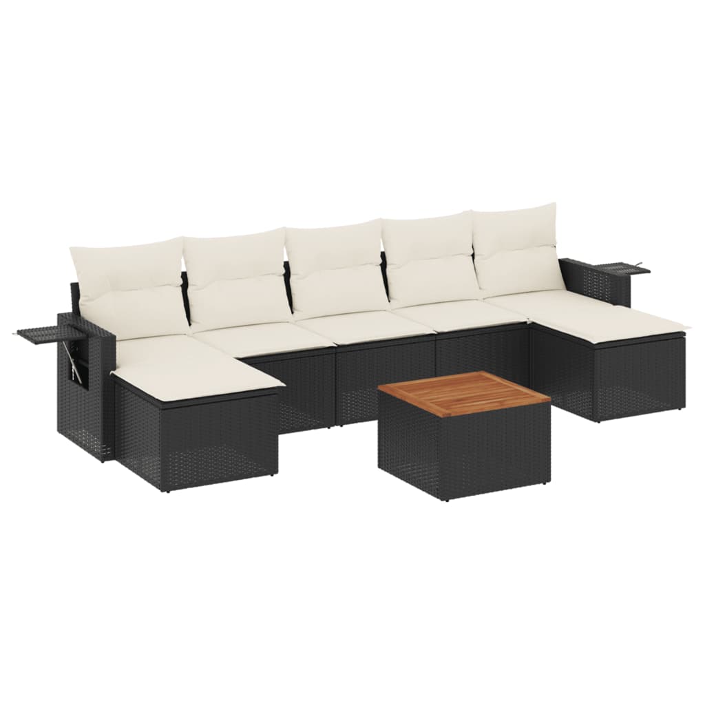 Garden Sofa Set Black PE rattan Large UV-resistant materials
