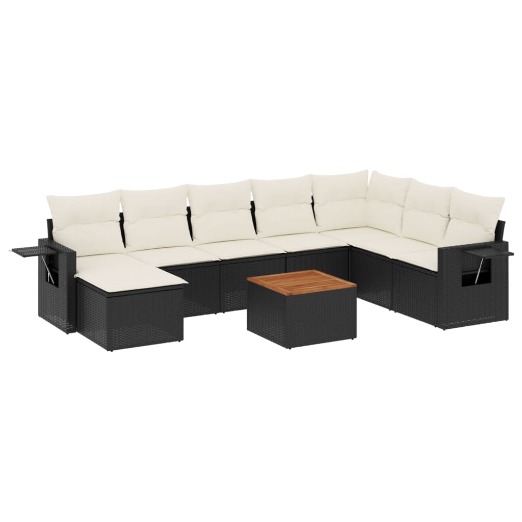 Garden Sofa Set Black PE rattan Modular Removable Covers
