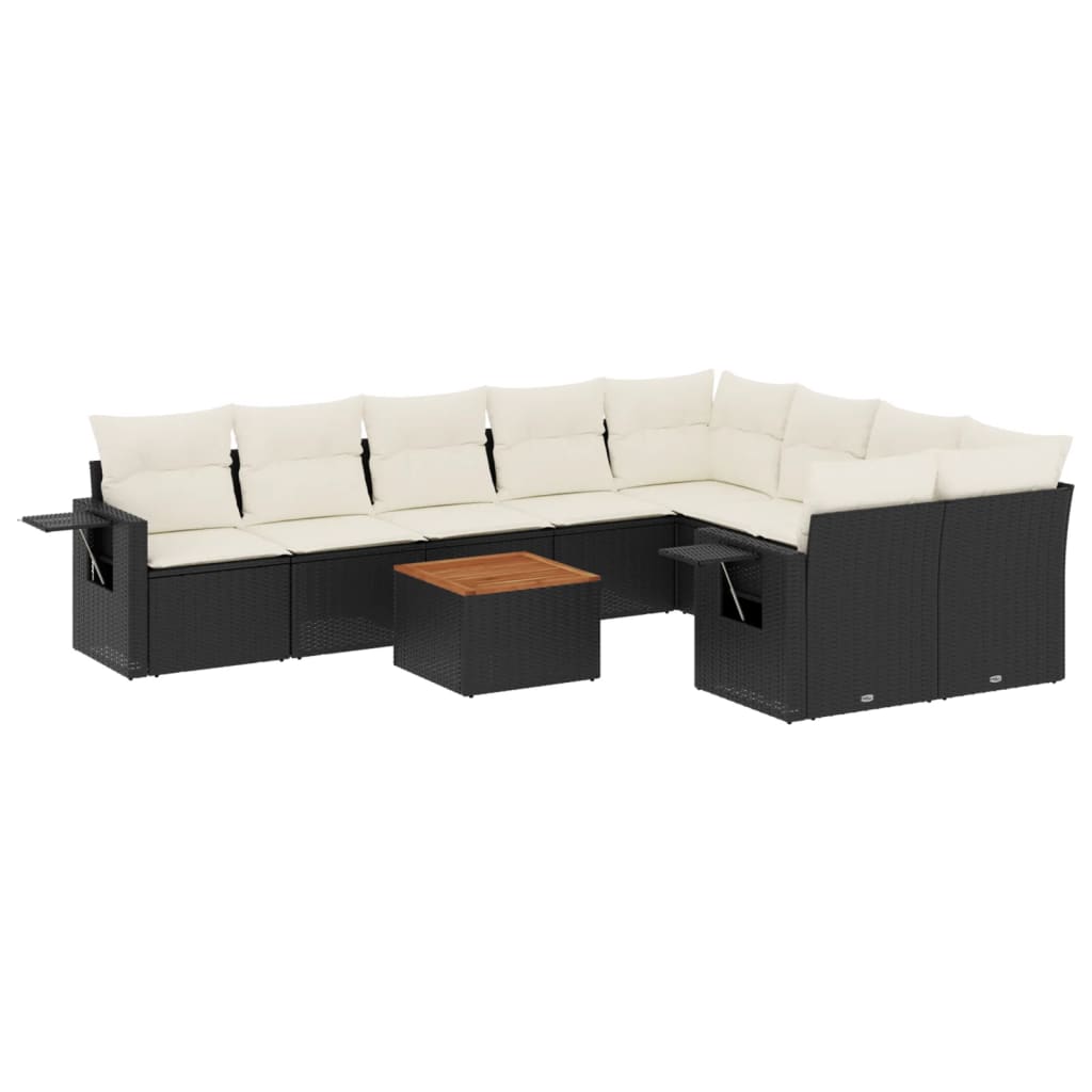 Garden Sofa Set Black PE Rattan Large Modular Garden Sofa Set