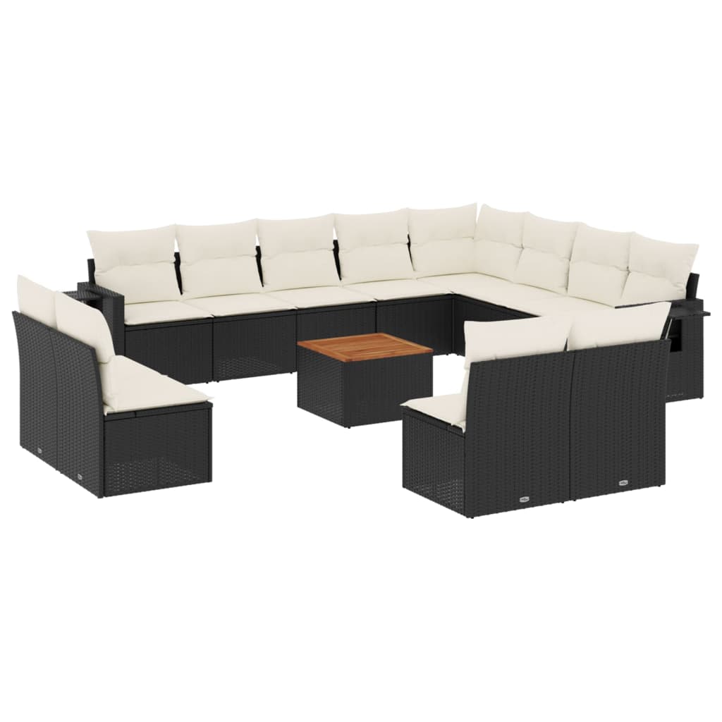 Garden Sofa Set Black PE rattan Large Adjustable Feet