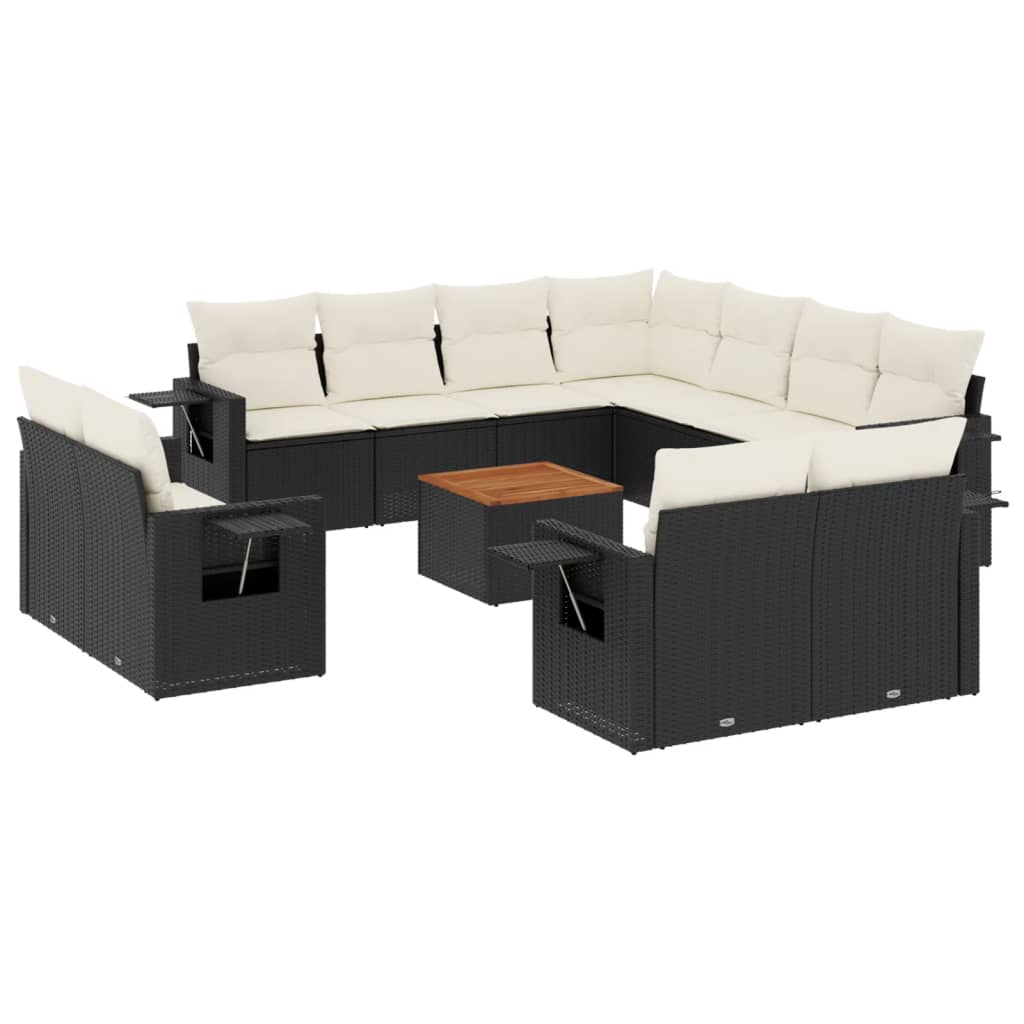 Garden Sofa Set Black PE rattan Large Foldable Garden Sofa Set