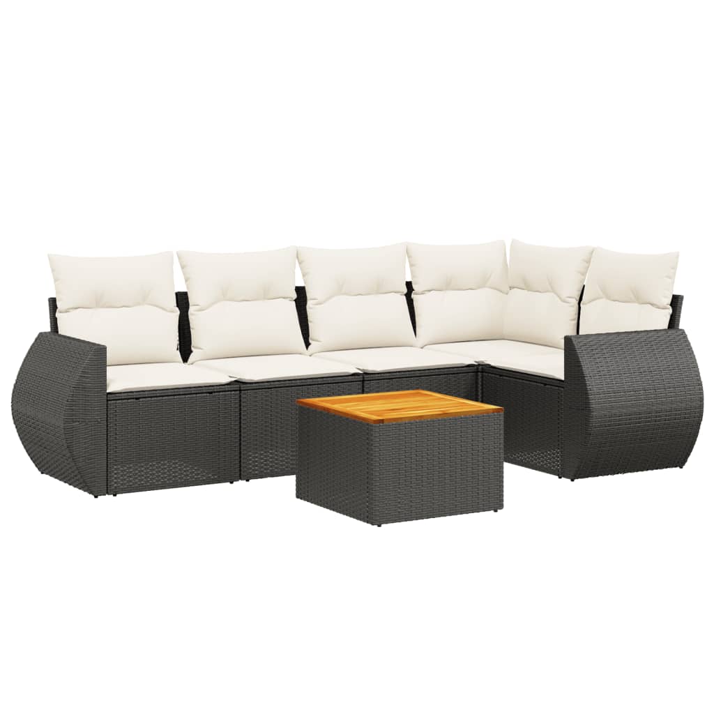 Garden Sofa Set Black PE Rattan Large Modular Garden Sofa Set