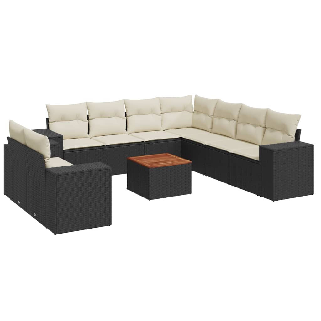 Garden Sofa Set Black PE rattan 10 Piece Modular