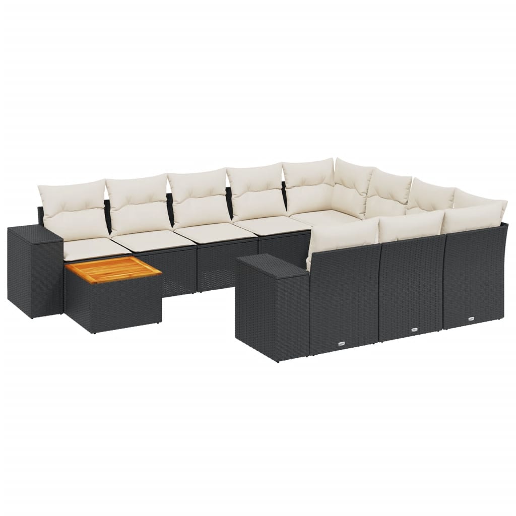Garden Sofa Set Black PE Rattan Large Modular Garden Sofa Set