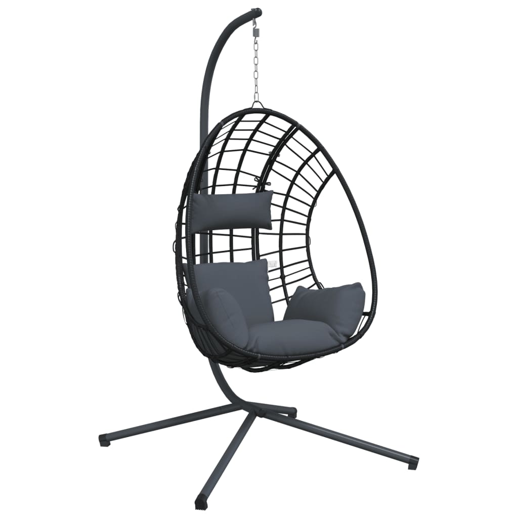 Hanging Egg Chair Anthracite Rattan Large Removable Covers