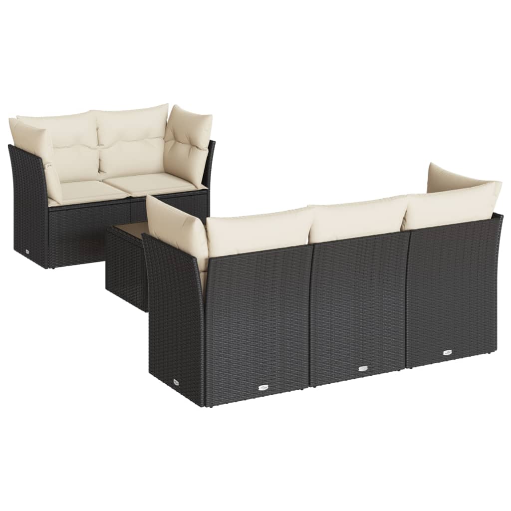 Garden Sofa Set Black PE Rattan 6-piece set Removable Covers