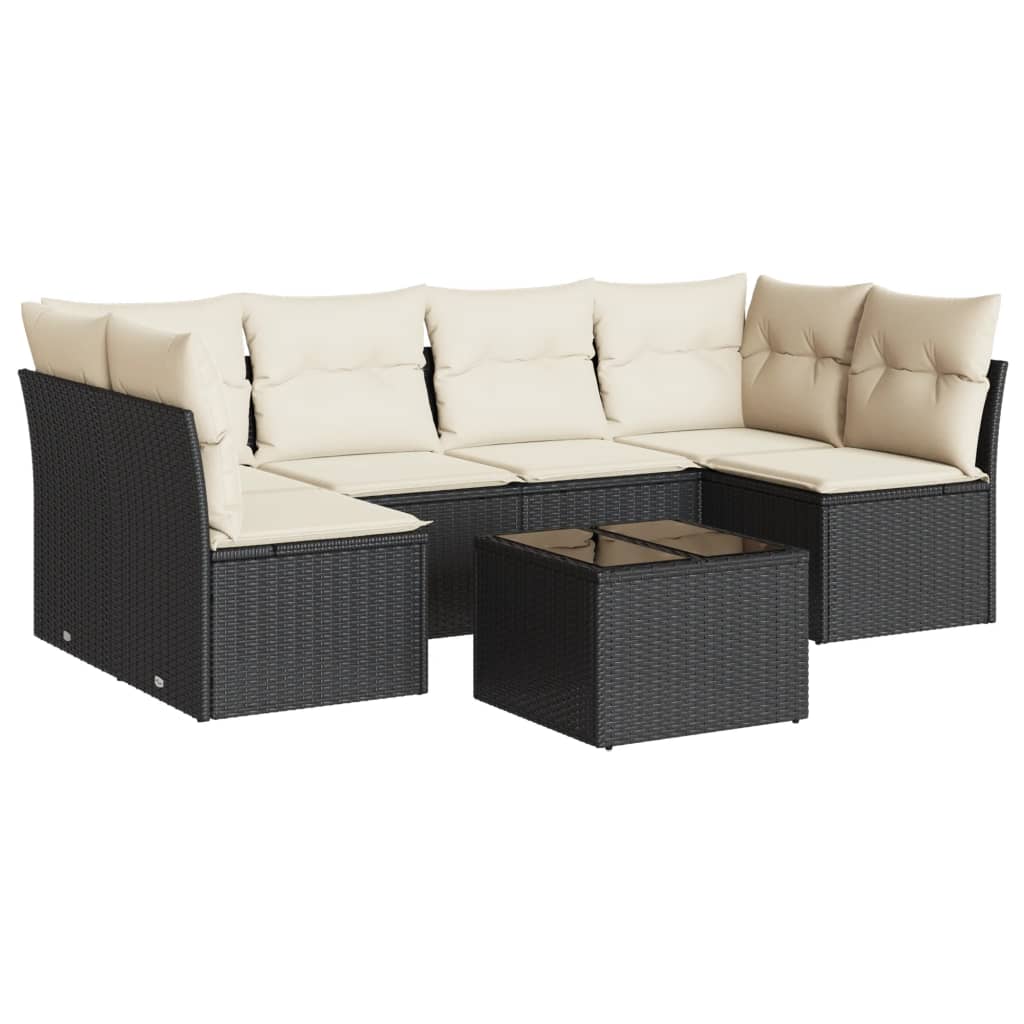Garden Sofa Set Black PE rattan Large Adjustable Feet Modular