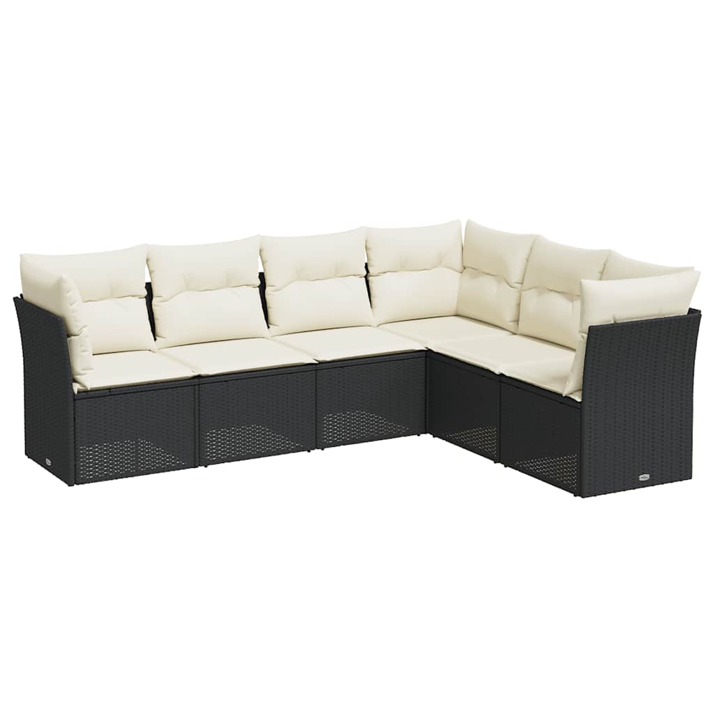 Garden Sofa Set Black PE Rattan Large Adjustable Feet