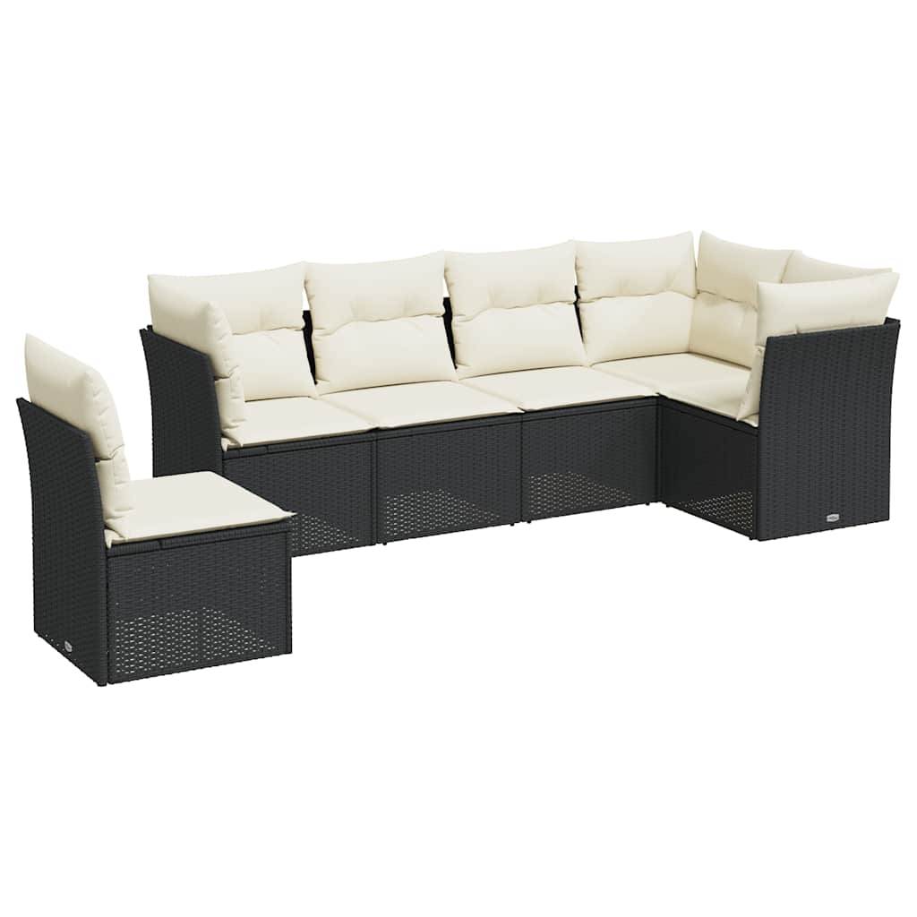 Garden Sofa Set Black PE Rattan 5-Seater Sofa Modular