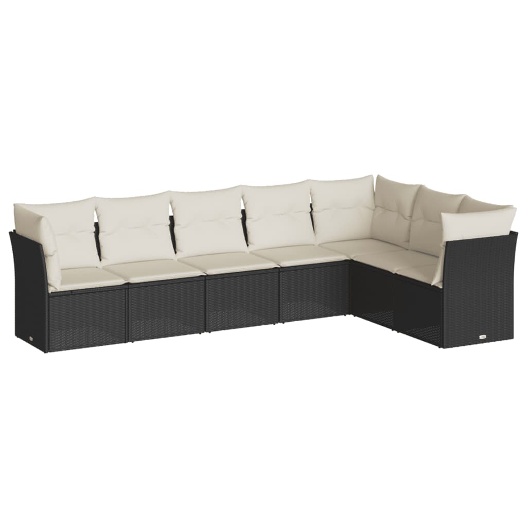 Garden Sofa Set Black PE rattan 7-Piece Modular Garden Sofa Set