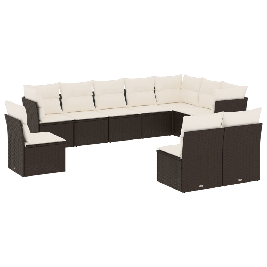 Garden Sofa Set Black Poly Rattan Large Adjustable Feet