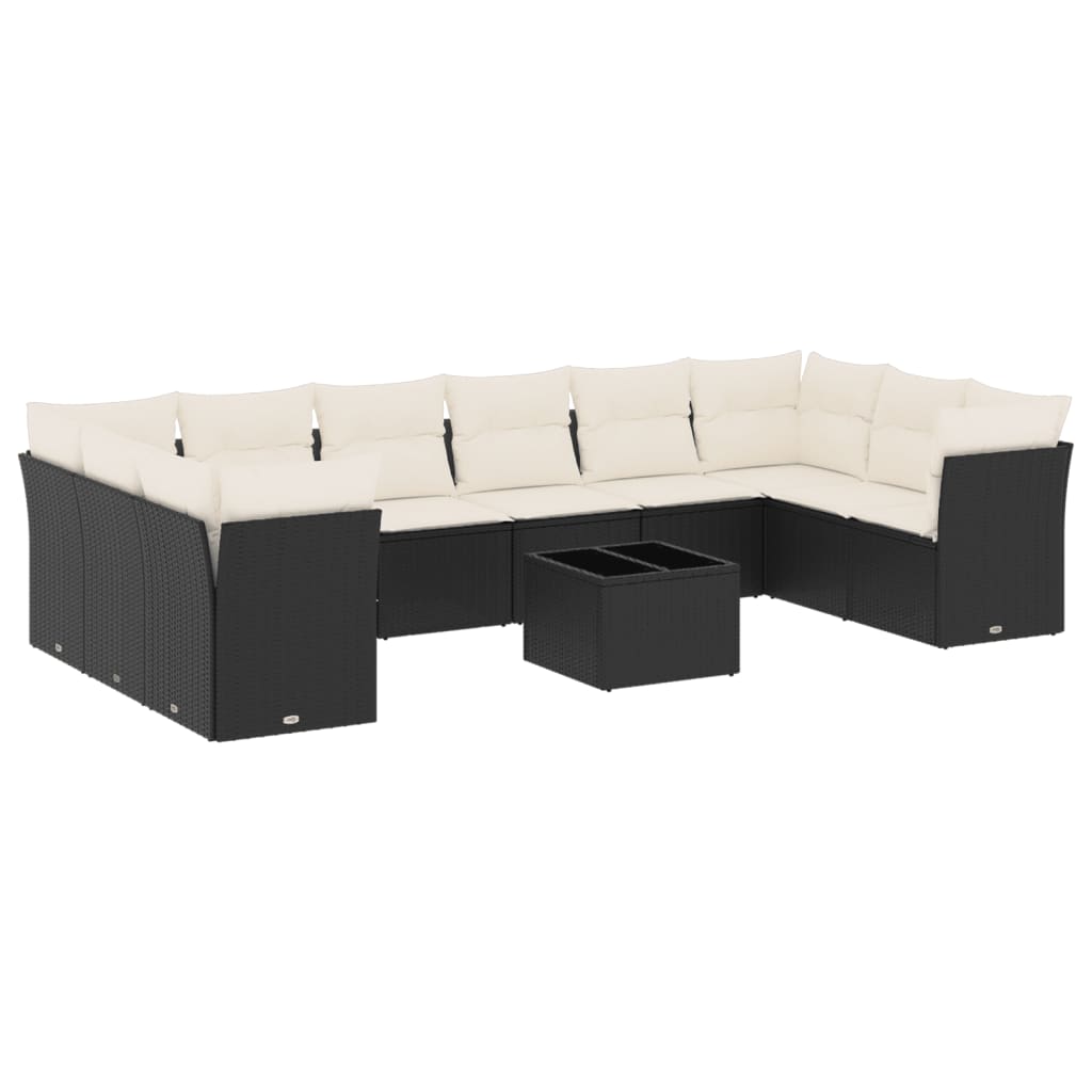 Garden Sofa Set Black PE rattan Large Adjustable Feet
