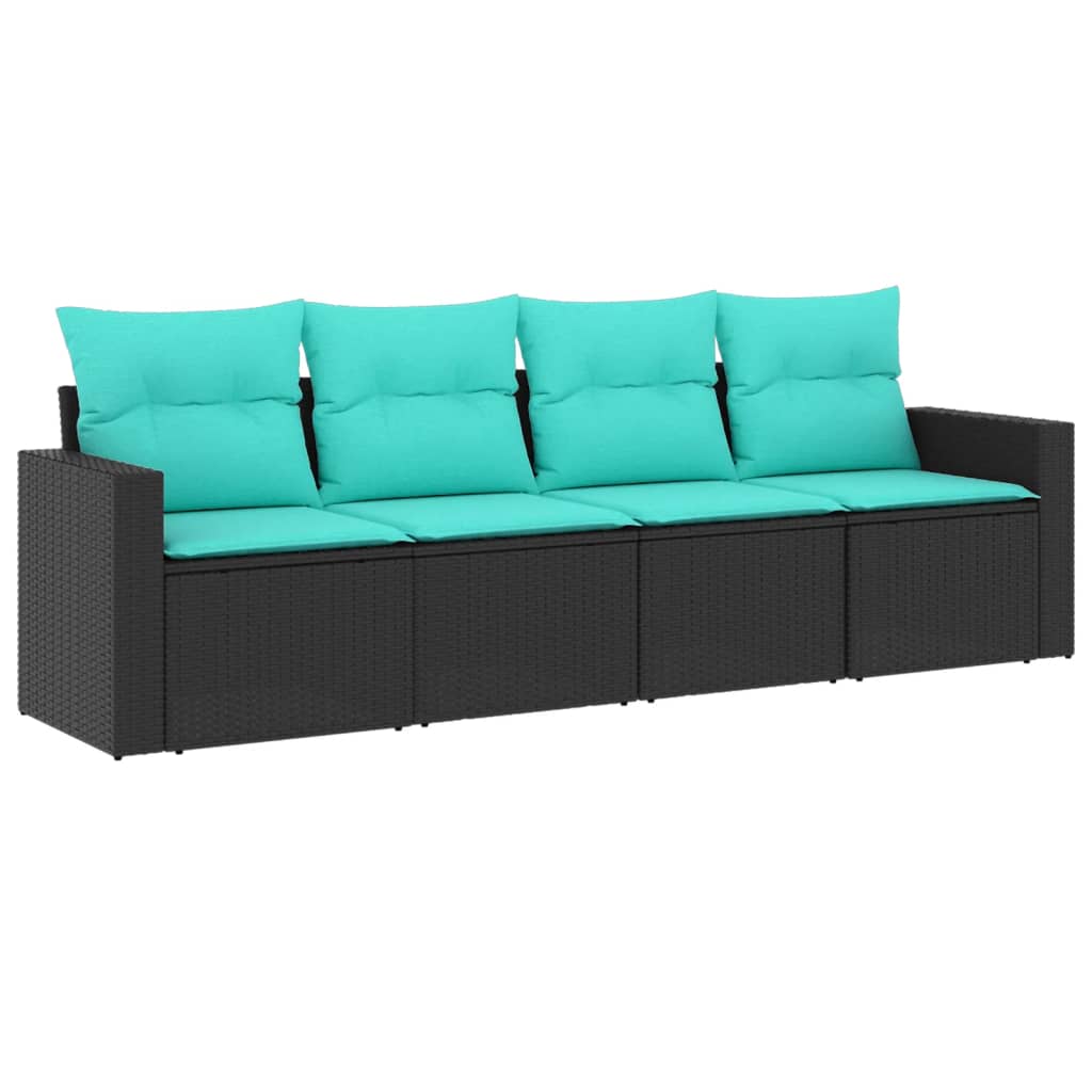 Garden Sofa Set Black PE Rattan Large Modular Outdoor Sofa Set