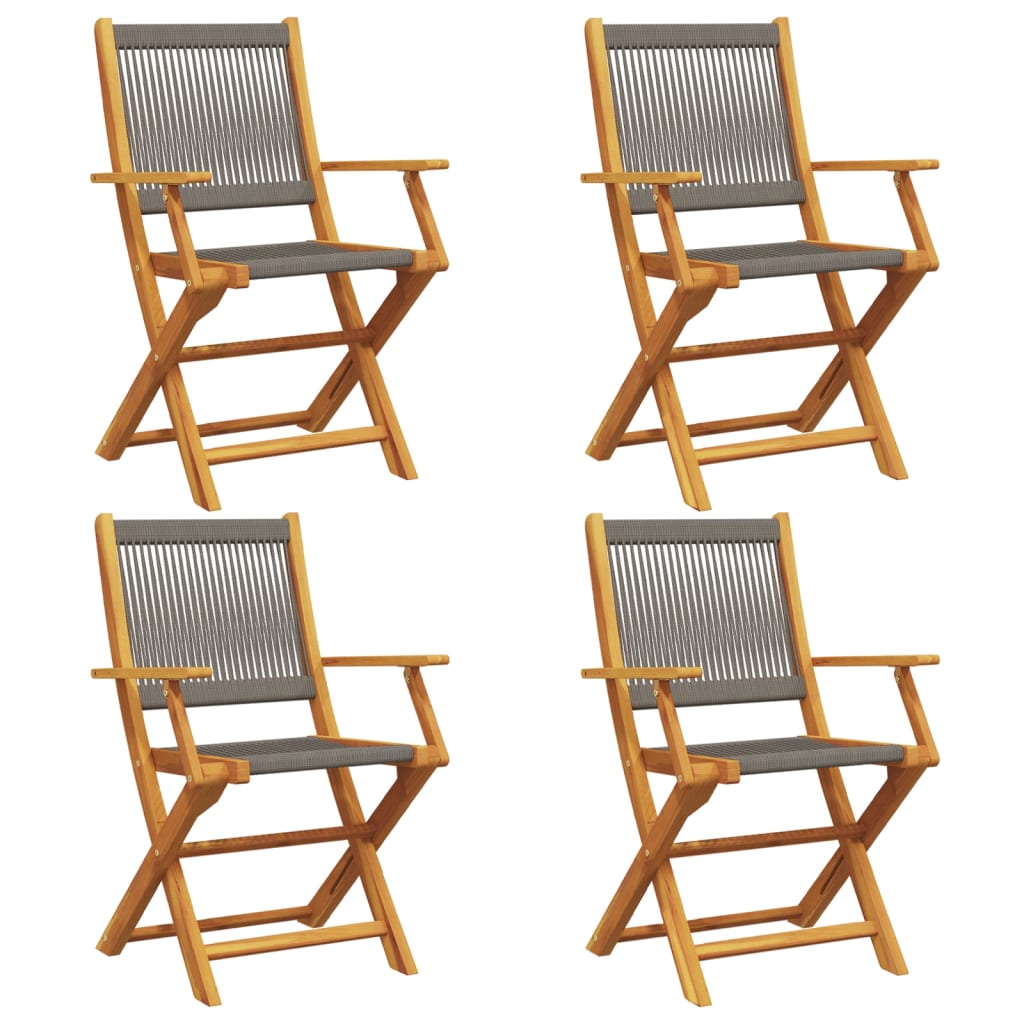 Garden Chair Set of 4 Gray Solid acacia wood and polypropylene