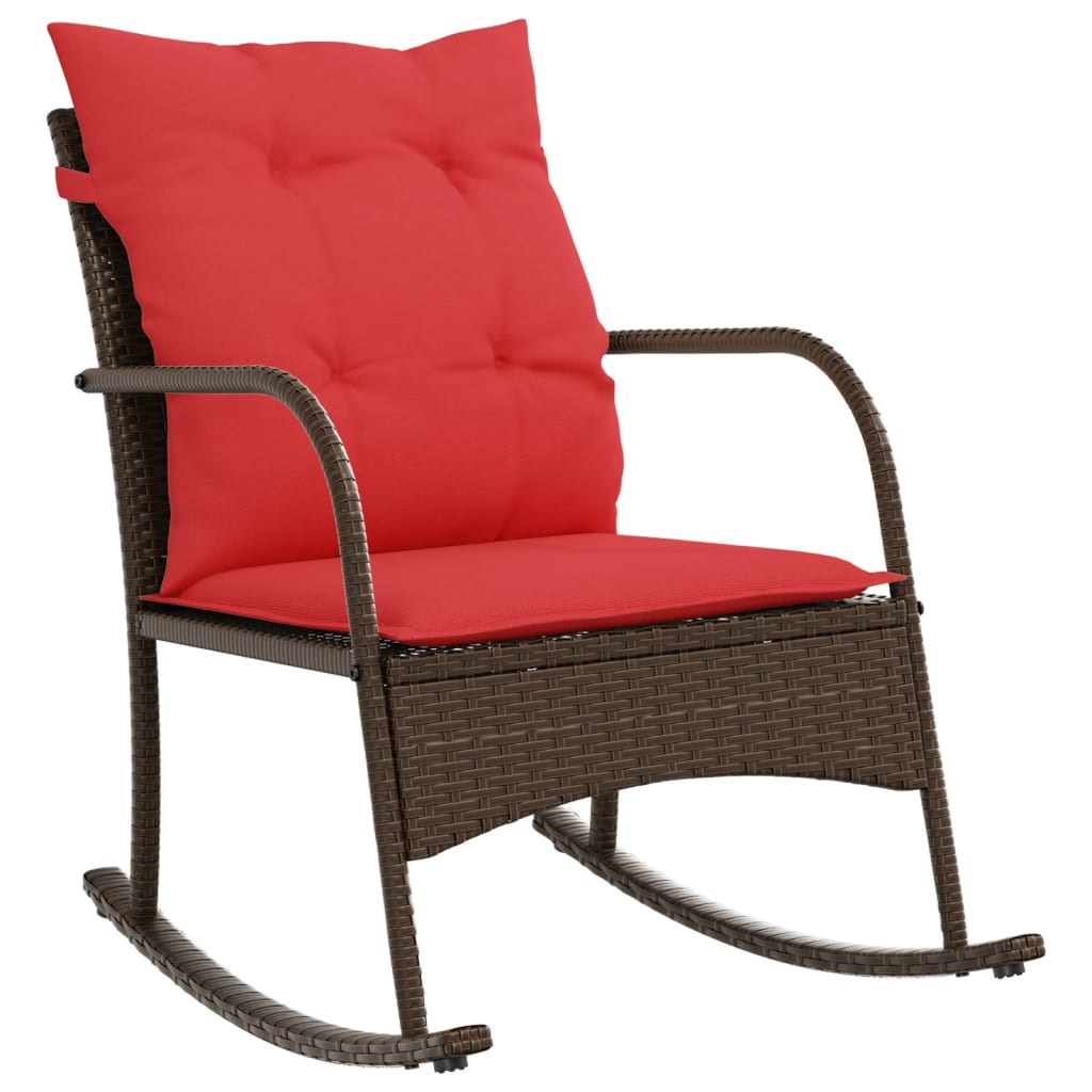 Patio Rocking Chair Brown PE rattan Medium Removable Covers