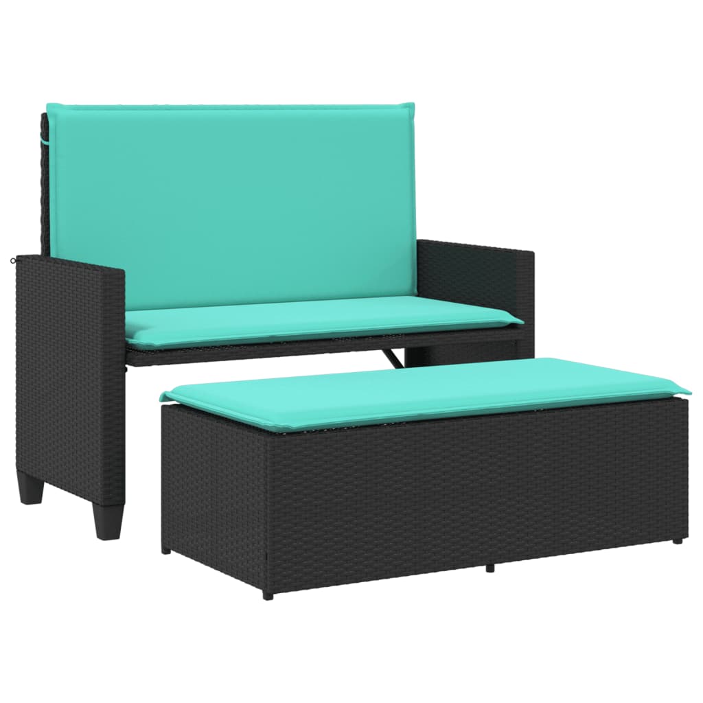 Patio Bench Black, Turquoise