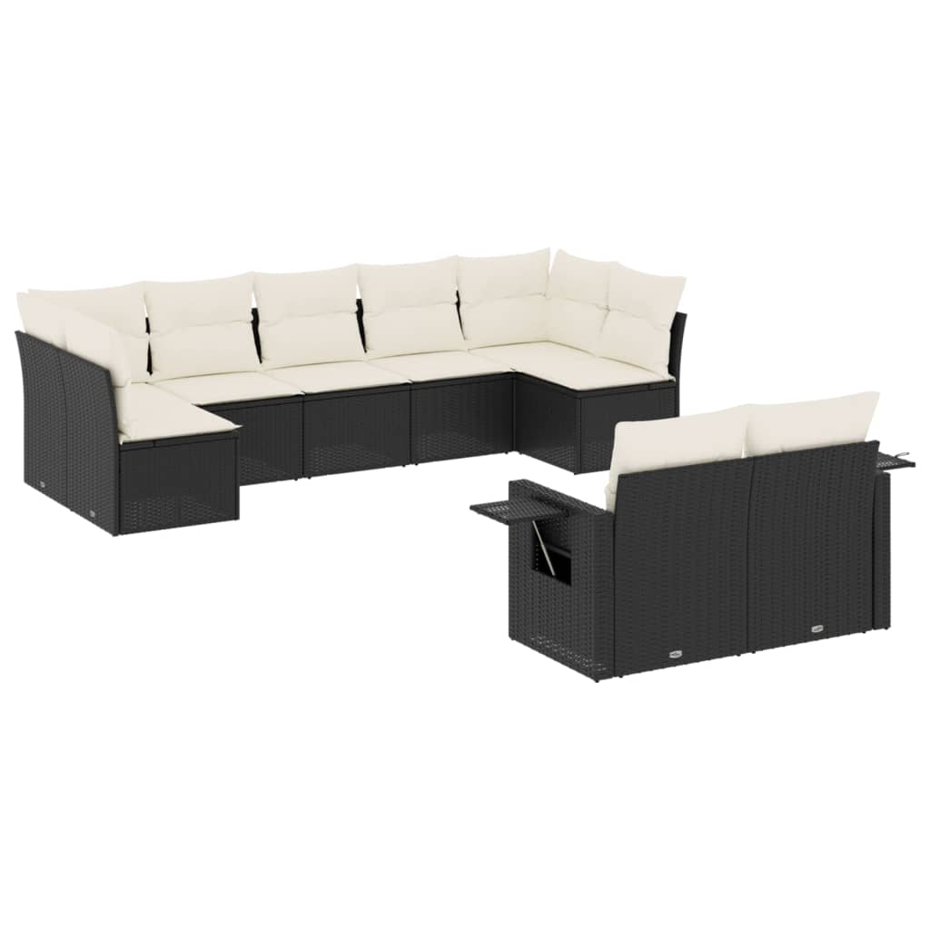 Garden Sofa Set Black PE Rattan Large Modular Garden Sofa Set