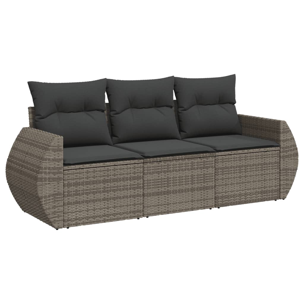 Garden Sofa Set Grey PE rattan, powder-coated steel, polyester fabric