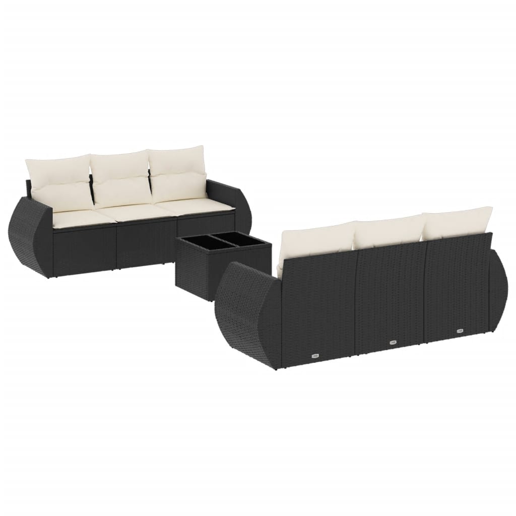 Garden Sofa Set Black PE Rattan Large Modular Garden Sofa Set