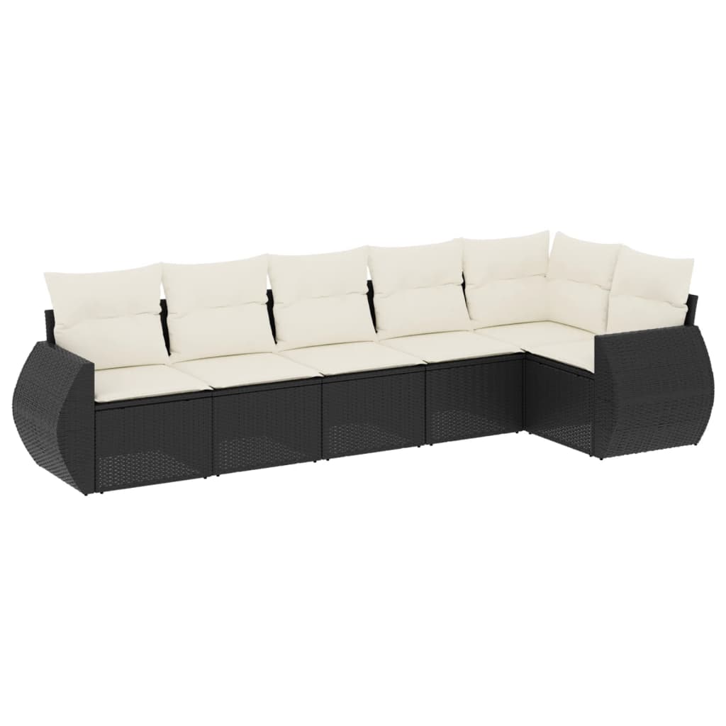 Garden Sofa Set Black PE rattan, powder-coated steel, 100% polyester
