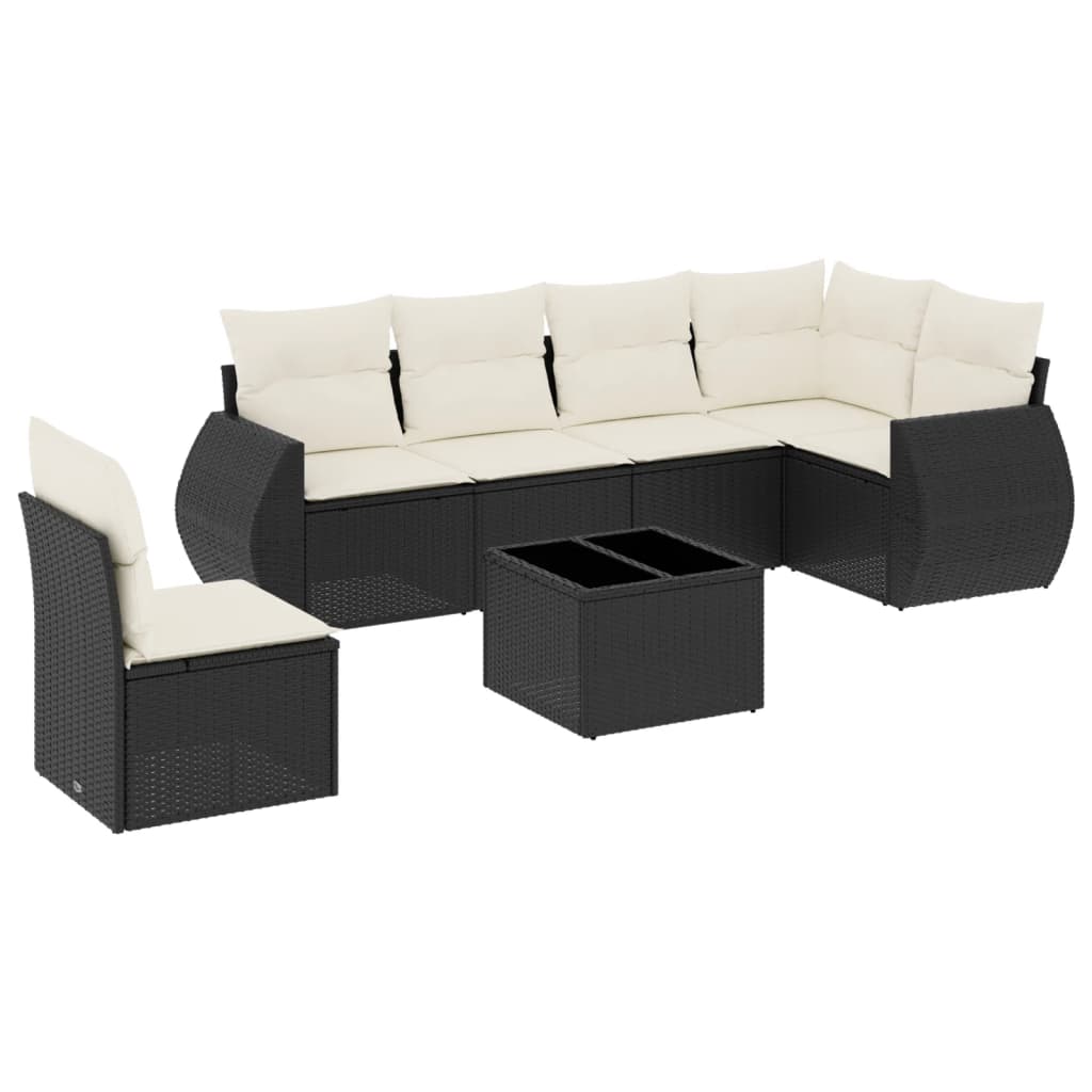 Garden Sofa Set Black PE rattan 7 Piece Modular Garden Sofa Set