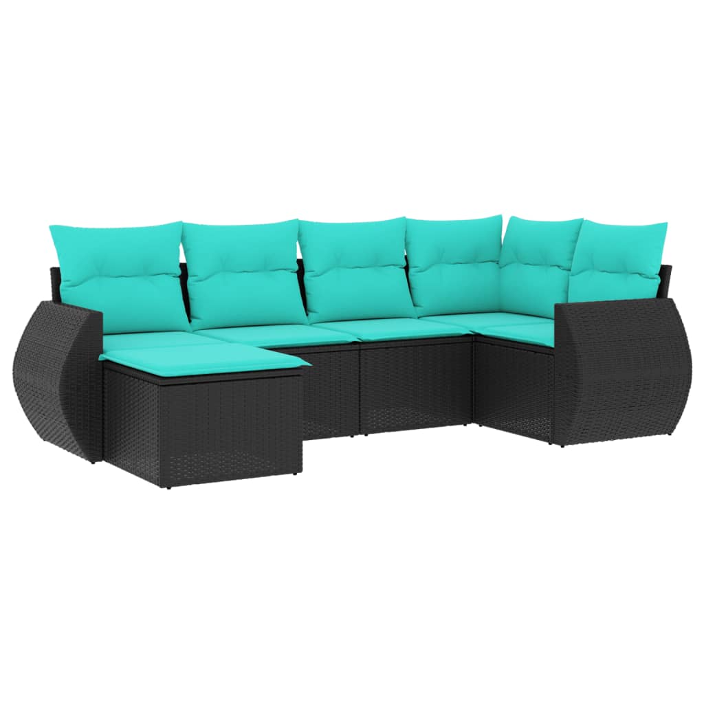 Patio Sofa Set Black PE Rattan, Powder-coated steel Medium