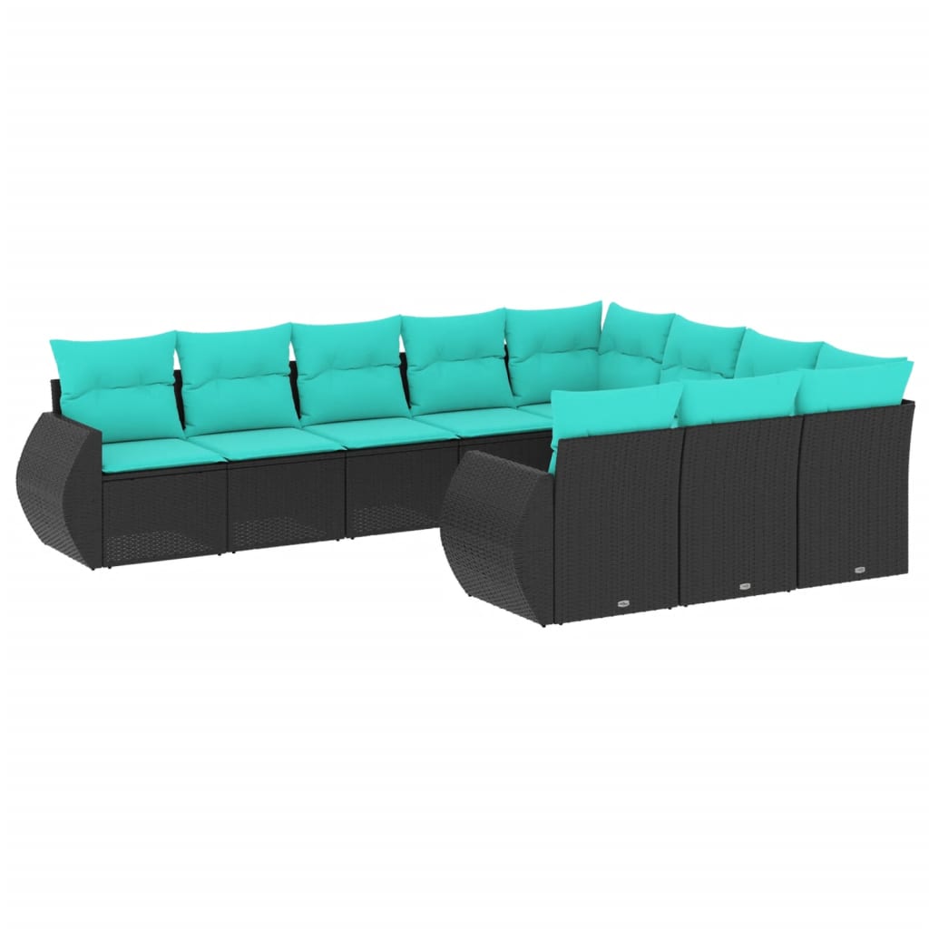 Patio Sofa Set Black PE Rattan Large Modular Patio Sofa Set