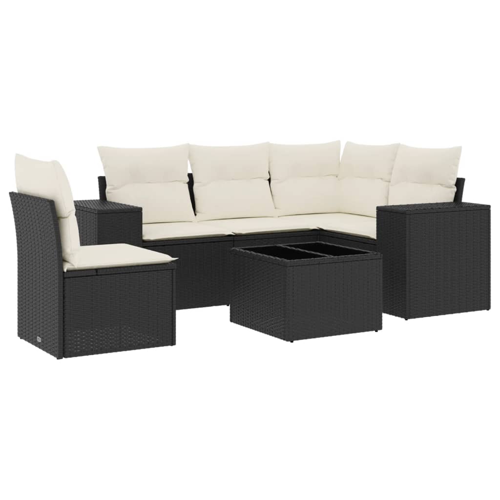 Garden Sofa Set Black PE Rattan Large Modular Garden Sofa Set