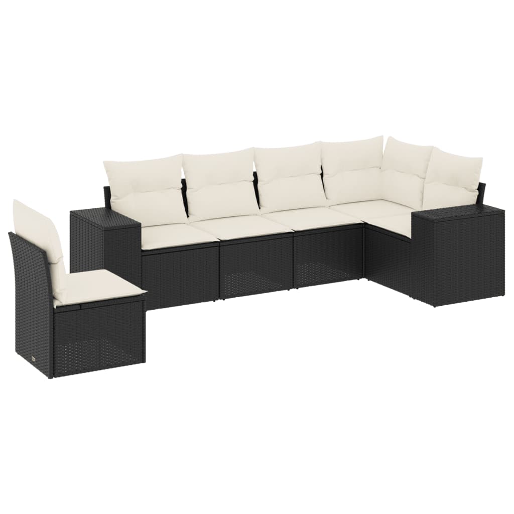 Garden Sofa Set Black PE Rattan 6 Piece Set Modular