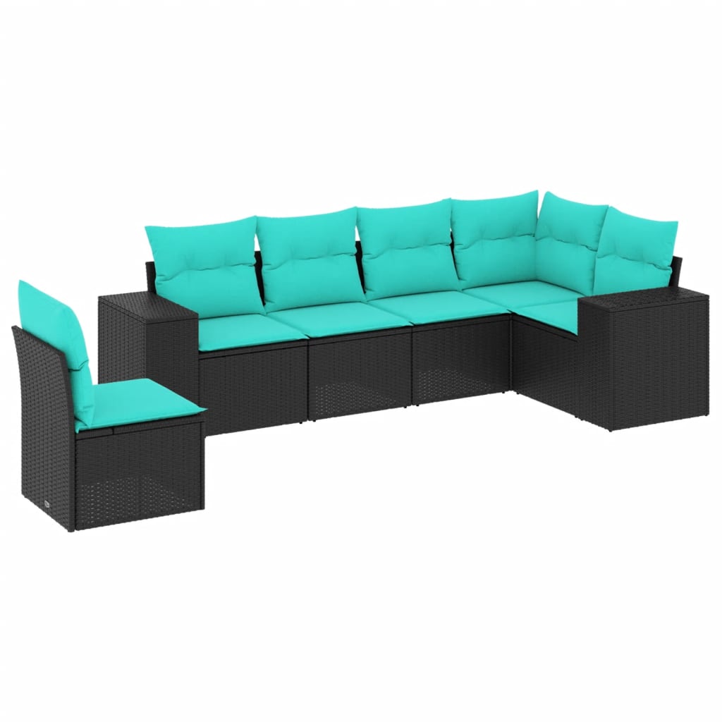 Patio Sofa Set Black PE Rattan, Powder-Coated Steel Standard