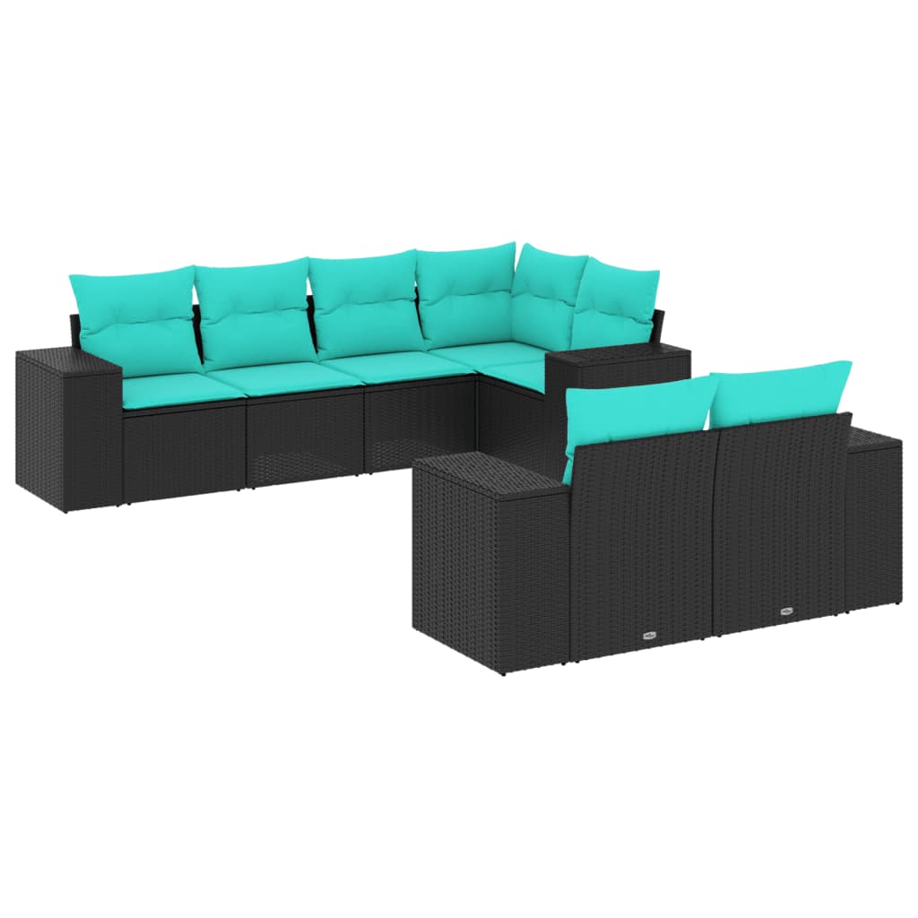 Patio Sofa Set Black and Blue