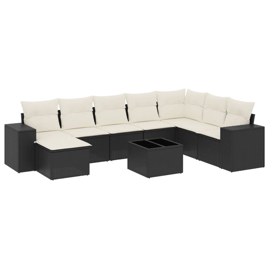 Garden Sofa Set Black PE rattan Large Adjustable Armrests