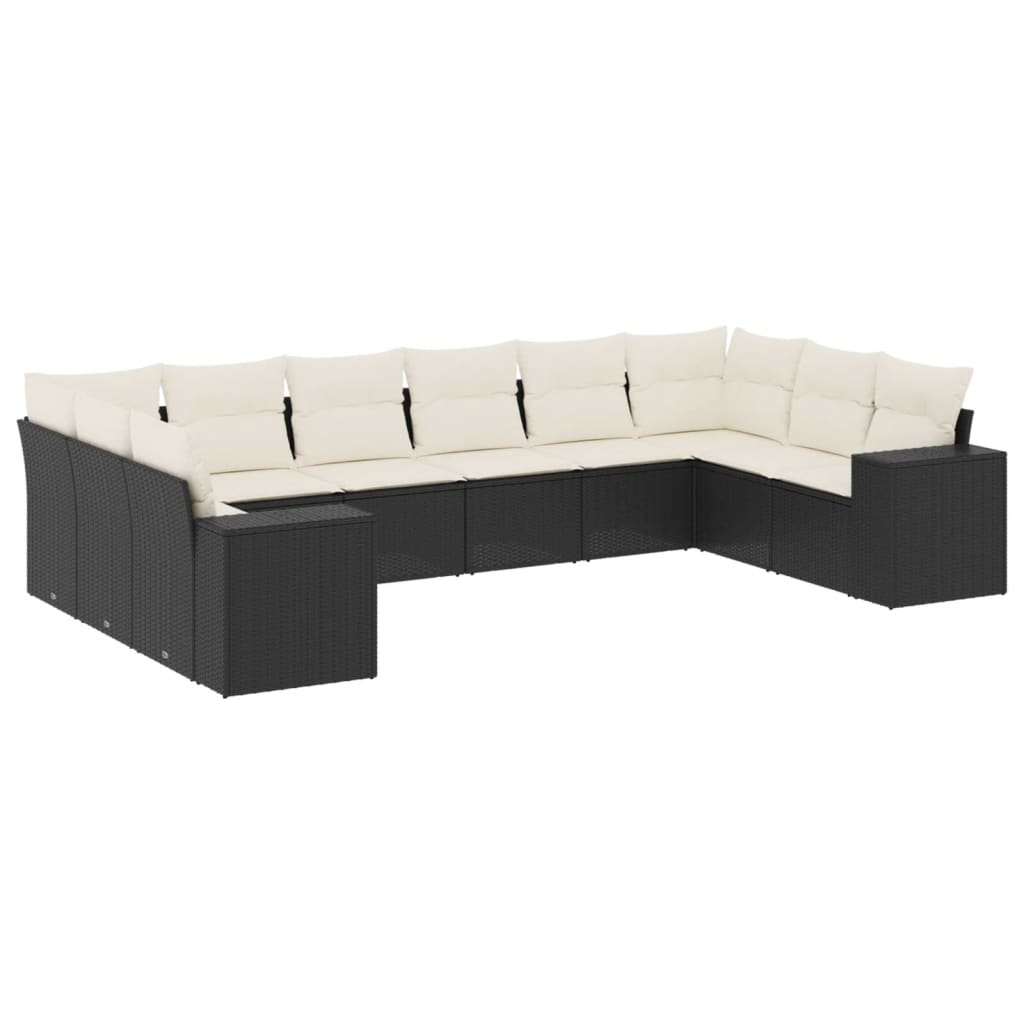 Garden Sofa Set Black PE rattan Large Adjustable Feet