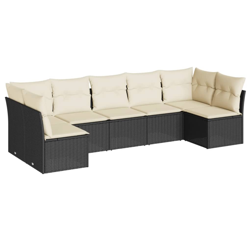 Garden Sofa Set Black and Cream White