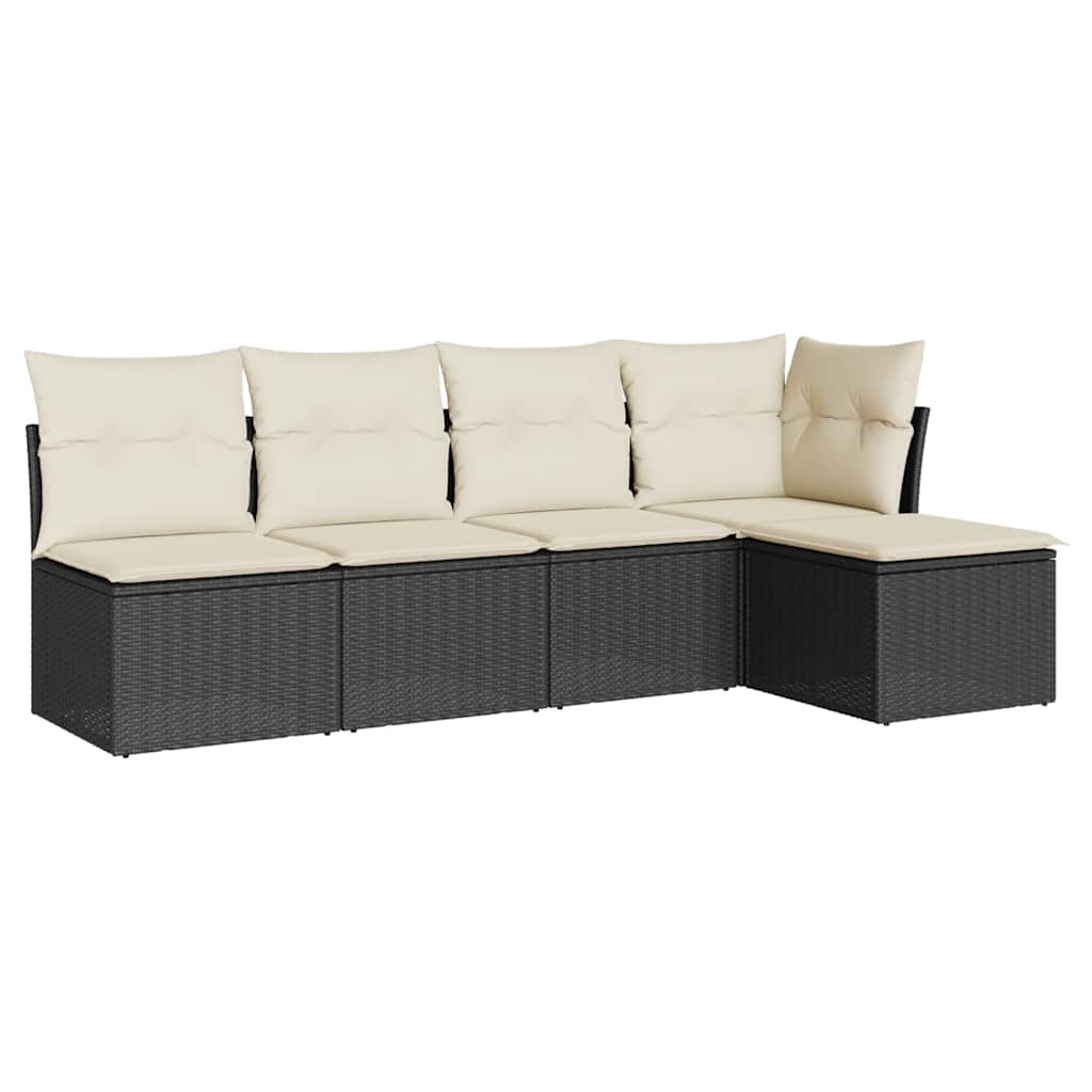 Garden Sofa Set Black PE rattan 5 Piece Modular Garden Sofa Set