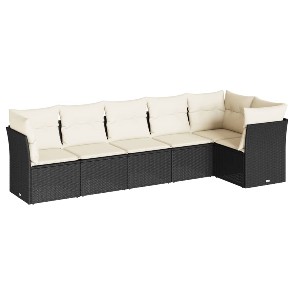 Garden Sofa Set Black PE Rattan 6 piece set