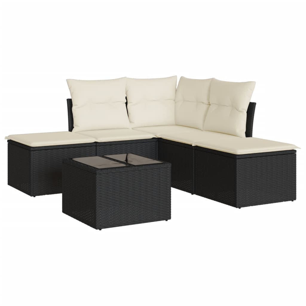 Garden Sofa Set Black furniture, Cream white cushions