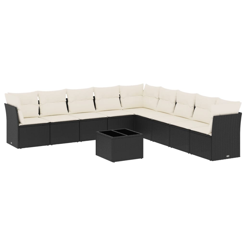 Garden Sofa Set Black and Cream White