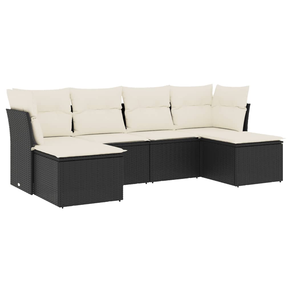 Garden Sofa Set Black PE rattan 6 Piece Durable Garden Sofa Set