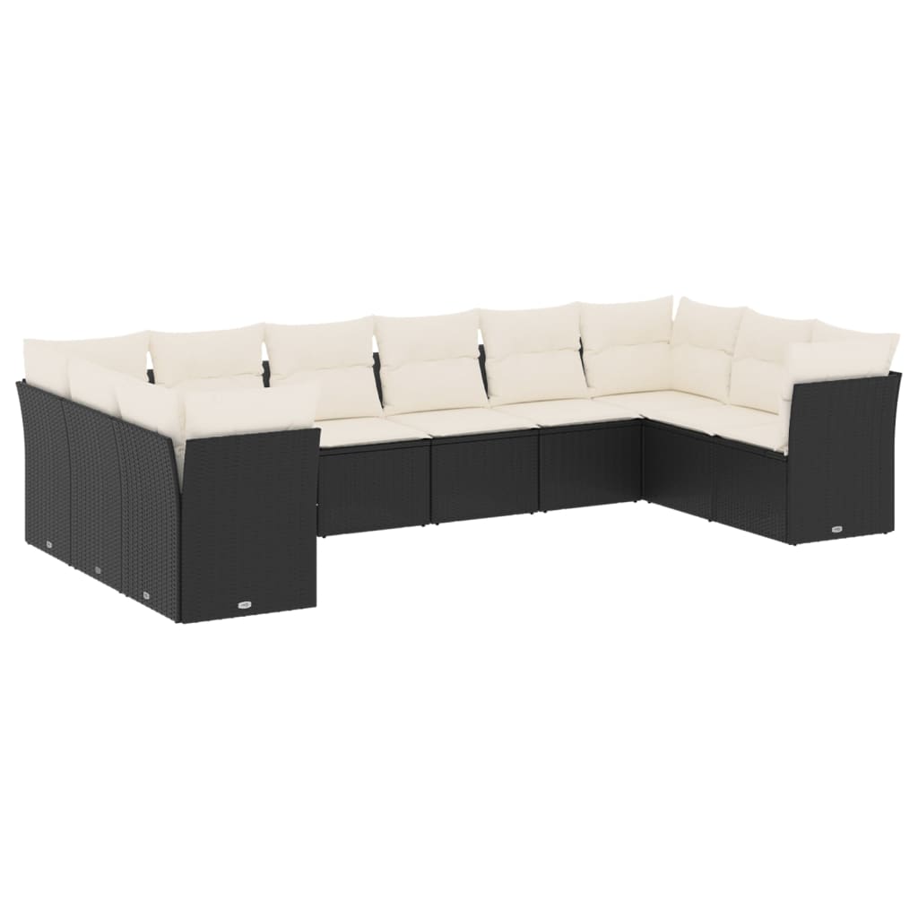Garden Sofa Set Black and Cream White