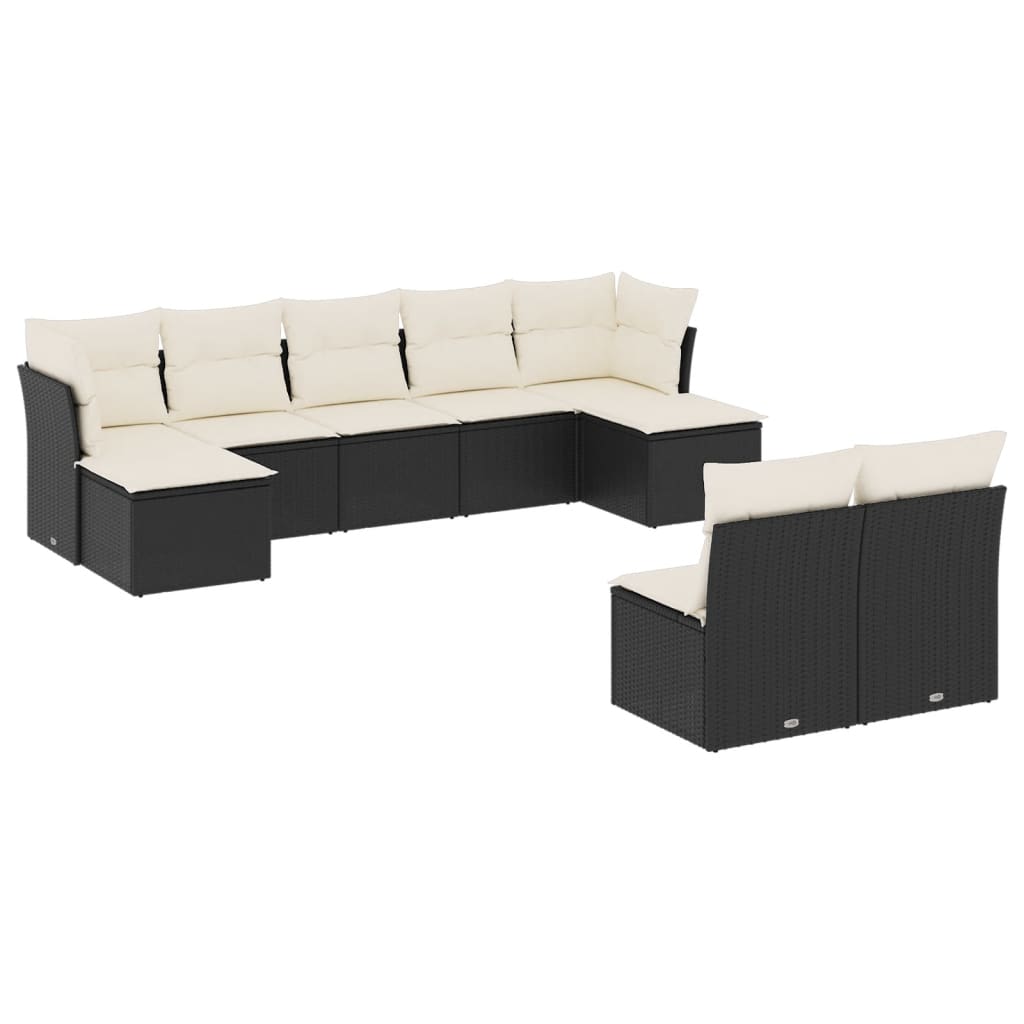 Garden Sofa Set Black Poly Rattan 9 Piece Modular
