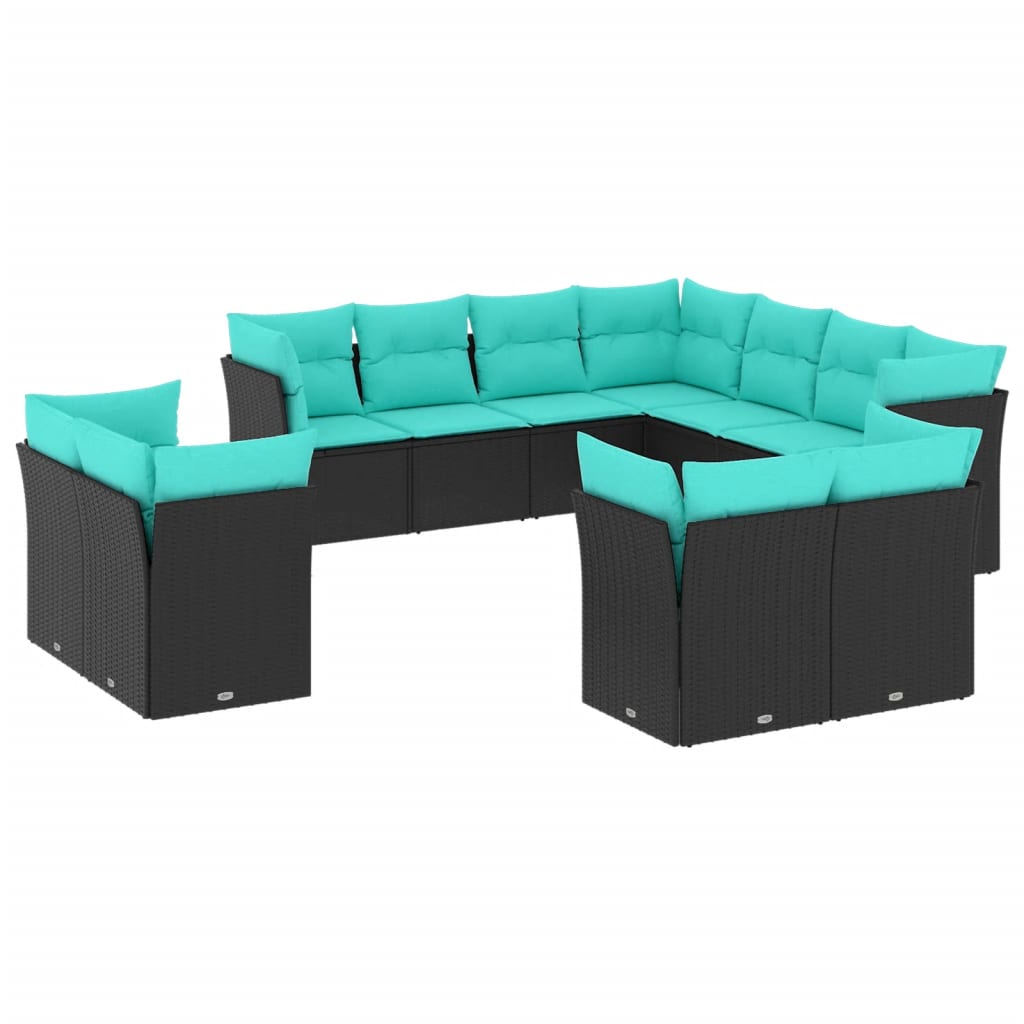 Garden Sofa Set Black, Blue