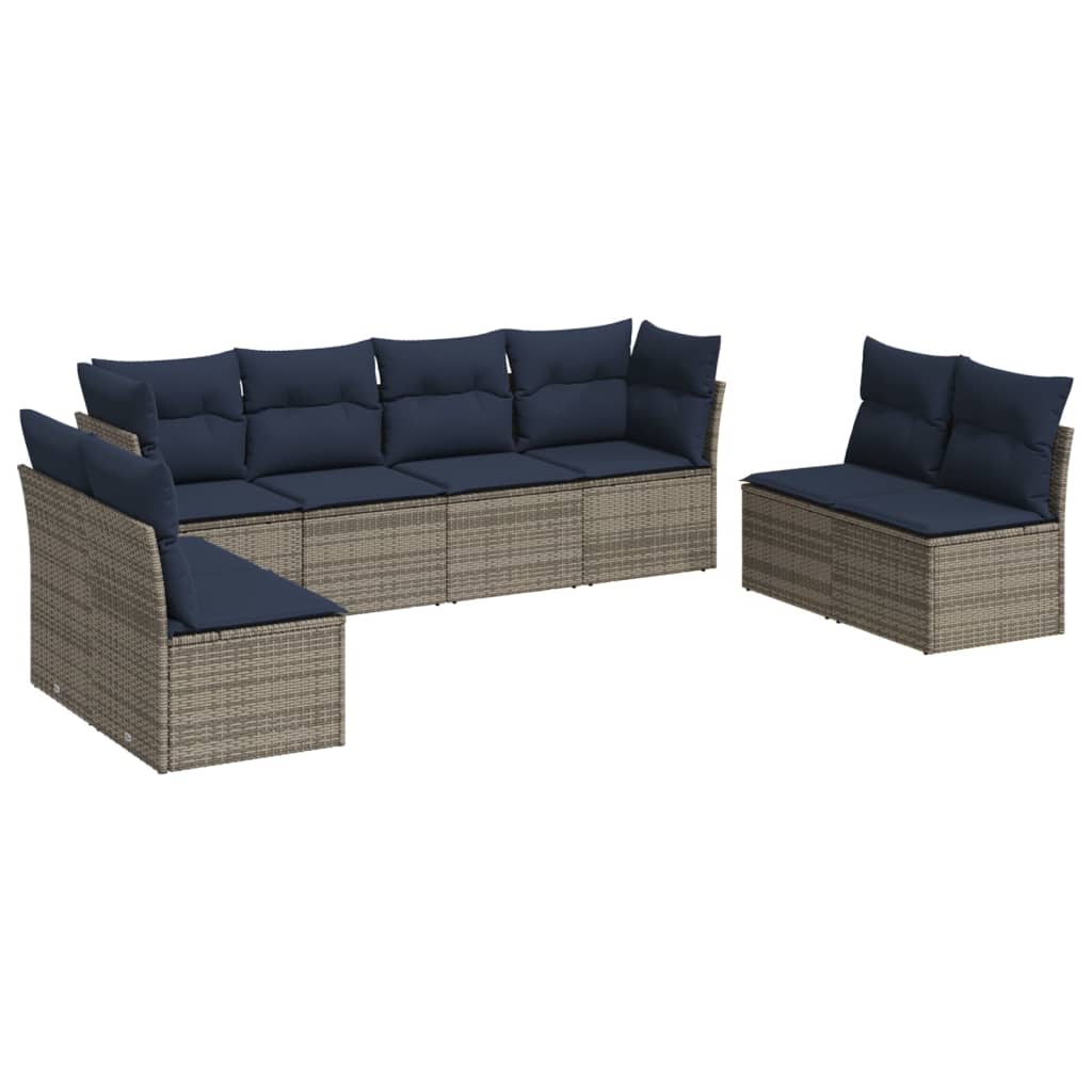 13 Piece Patio Sofa Set with Cushions Gray Poly Rattan