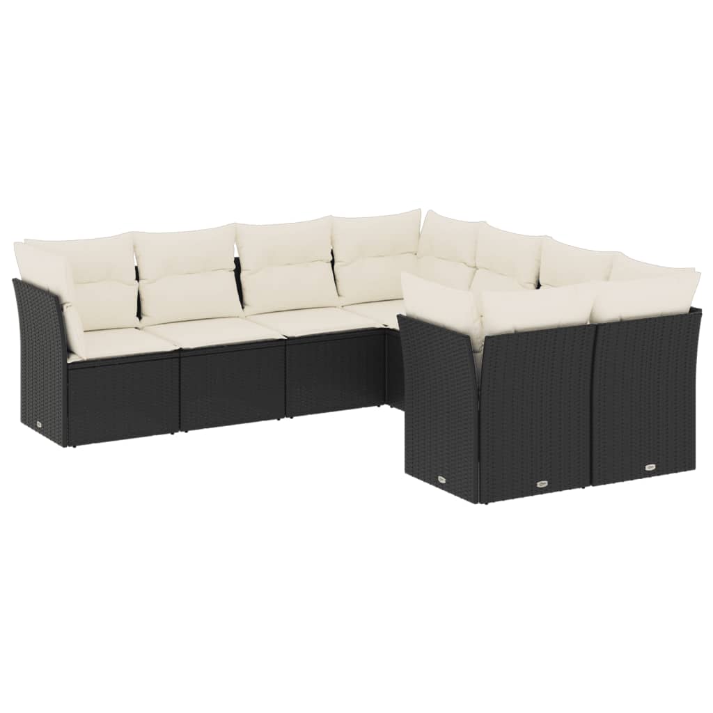 Garden Sofa Set Black Poly Rattan 8 Piece Modular