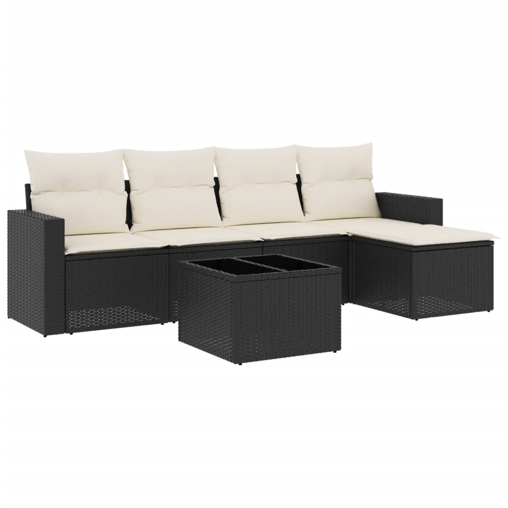 Garden Sofa Set Black PE rattan 6 Piece Set Modular
