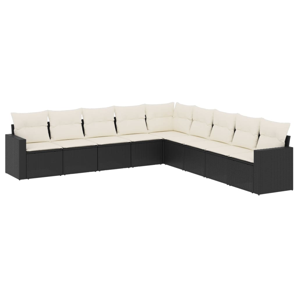 Garden Sofa Set Black PE Rattan Large Modular Garden Sofa Set