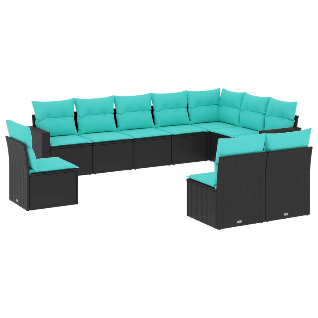 Garden Sofa Set Black PE rattan Large Modular Garden Sofa Set