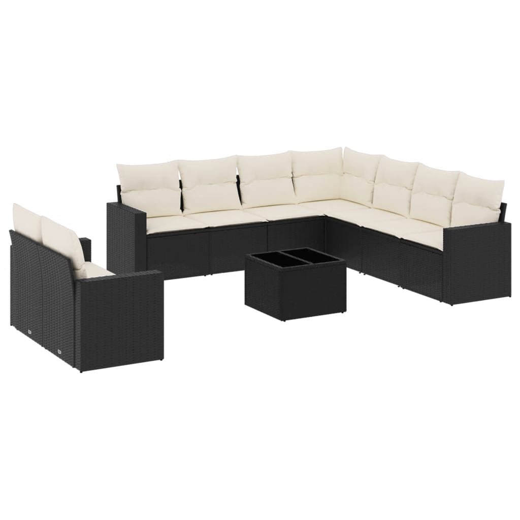 Garden Sofa Set Black, Cream White PE rattan Large